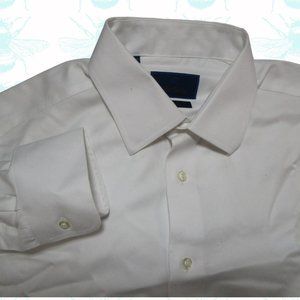 David Donahue Trim Fit White Long Sleeve Button Up Mens Size - 17.5 32/33